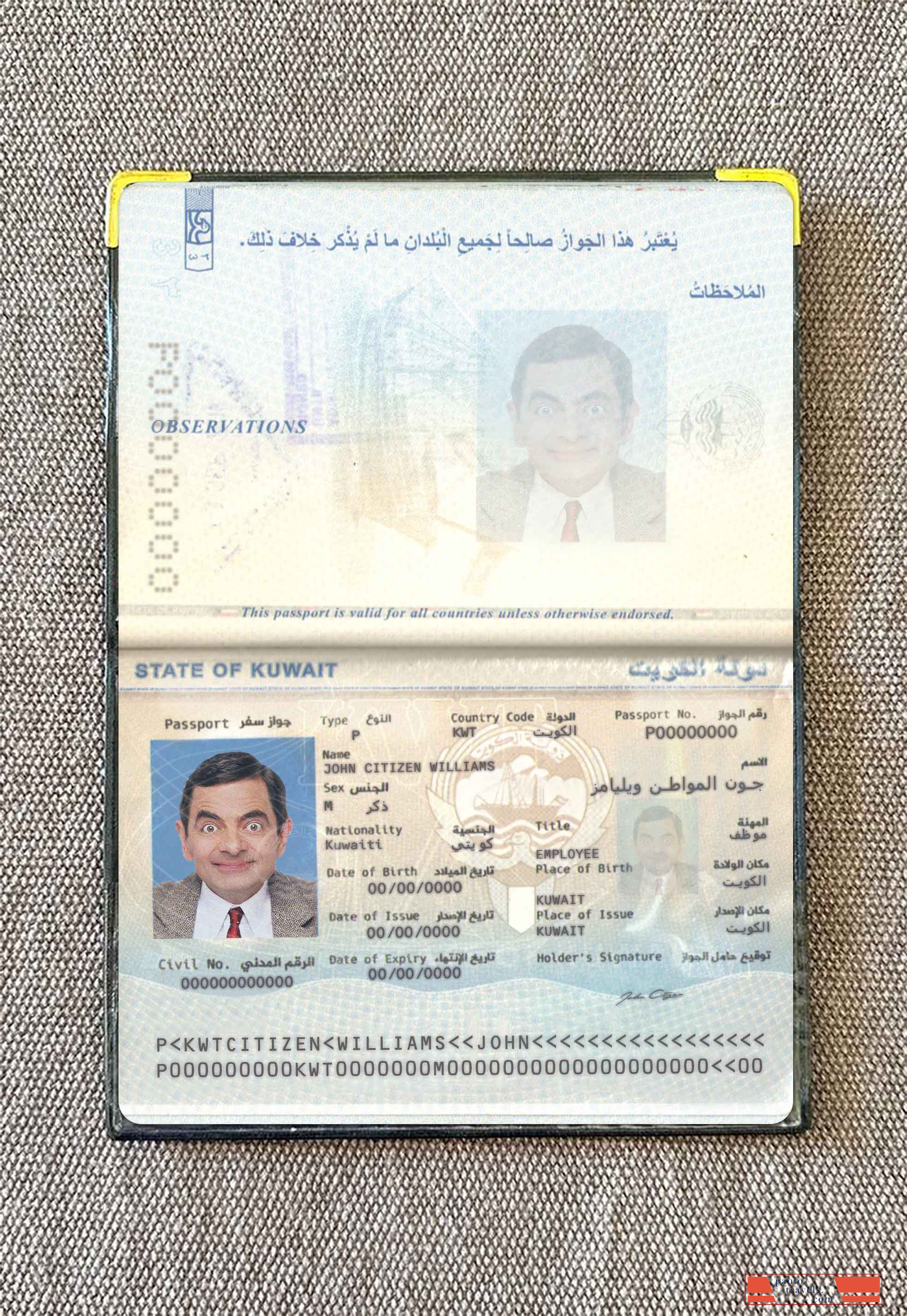 Kuwait passport photo look PSD template